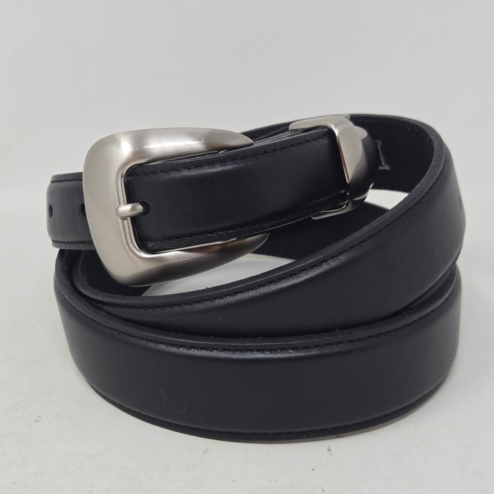 Nocona Belt Co Mens Black Leather Western Belt Silver Buckle Tip Size 42